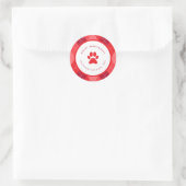 Niedlich Red Paw Print Happy Weihnachten Runder Aufkleber (Tasche)