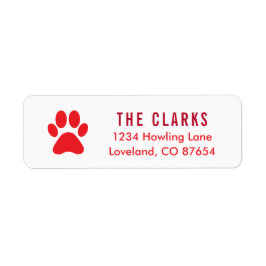Niedlich Red Paw Print Hund Weihnachten Rücksendea