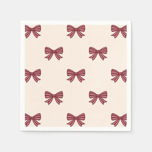 Niedlich Red Pink Bows Muster Weihnachtsbaum Kisse Serviette