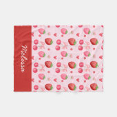 Niedlich Red Pink Coquette Strawberry Cherry Fleecedecke (Vorderseite (Horizontal))