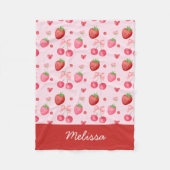 Niedlich Red Pink Coquette Strawberry Cherry Fleecedecke (Vorderseite)