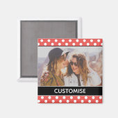 Niedlich Red Polka Dot Custom Foto Personalisiert Magnet (Vorderseite/Rückseite)