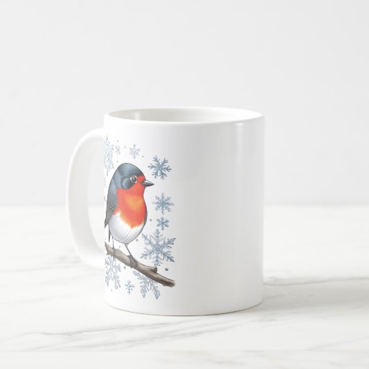 Niedlich Red Robin Bird Kaffeetasse (Vorderseite Links)
