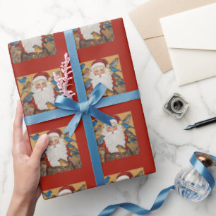 Niedlich Red Santa Claus Bluebirds Geschenkpapier