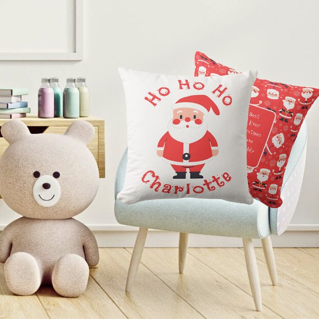 Niedlich Red Santa Girls Name Kissen (Kids Playroom - Front And Back )