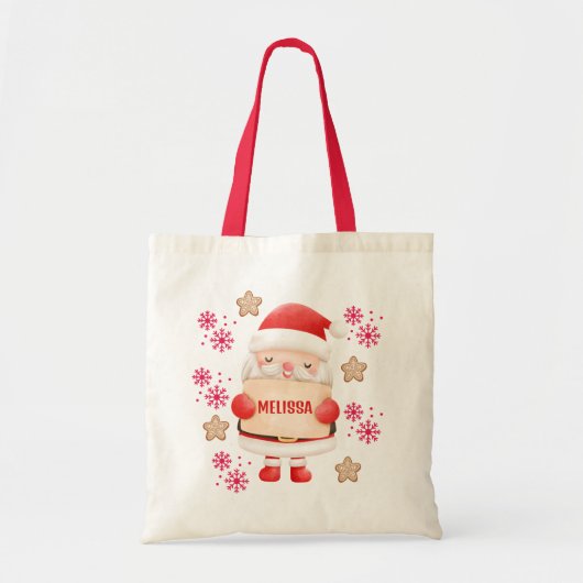 Niedlich Red Santa Name Tragetasche (Vorne)
