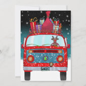 Niedlich Red Santa Van Reindeer Dog Corporate Holi Einladung (Rückseite)