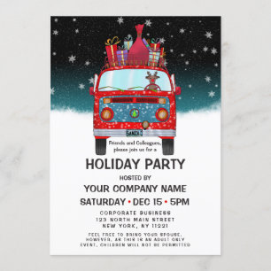 Niedlich Red Santa Van Reindeer Dog Corporate Holi Einladung