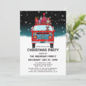 Niedlich Red Santa Van Reindeer Dog Snow Weihnacht Einladung (Stehend Vorderseite)