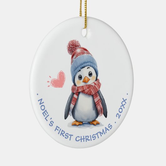 Niedlich Red Scarf Penguin | Die erste Weihnacht d Keramik Ornament (Rechts)