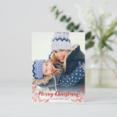 Niedlich Red Script Foto Frohe Weihnachten Postkarte (Stehend Vorderseite)