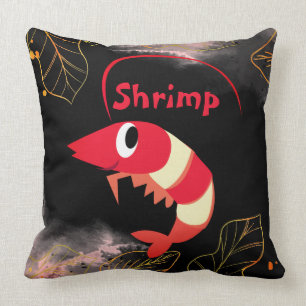 Niedlich Red Shrimp Black Kissen