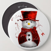 Niedlich Red Snowman Weihnachten Button (Vorne & Hinten)
