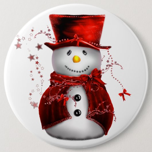 Niedlich Red Snowman Weihnachten Button (Vorderseite)