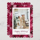 Niedlich Red Snowy Foto Holiday Feiertagskarte (Vorne/Hinten)