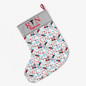 Niedlich Red Stethoscope Nurse | Doctor EKG Patter Großer Weihnachtsstrumpf (Rückseite (Hängend))