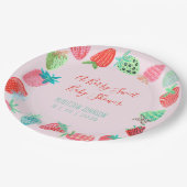 Niedlich Red Strawberry Bery Swery Baby Dusche Pappteller (Schrägansicht)