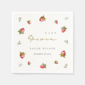 Niedlich Red Strawberry Leafy Botanical Baby Dusch Serviette (Vorderseite)