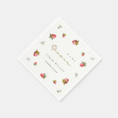 Niedlich Red Strawberry Leafy Botanical Baby Dusch Serviette (Ecke)