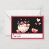 Niedlich Red Strawberry Sundae Classroom Valentine Mitteilungskarte (Vorderseite)