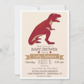 Niedlich Red T-Rex Dinosaur Baby Dusche oder Sprin Einladung (Vorderseite)
