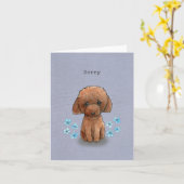 Niedlich Red Toy Poodle Doodle Entschuldigung Ich  Karte (Gelbe Blume)