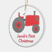Niedlich Red Tractor Baby's First Christmas Keramik Ornament (Links)