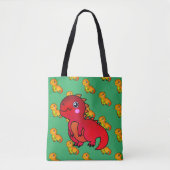 Niedlich Red Trex Happy Dinosaur Tasche (Vorderseite)