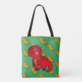 Niedlich Red Trex Happy Dinosaur Tasche (Rückseite)