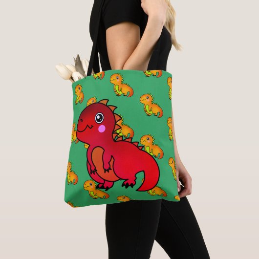Niedlich Red Trex Happy Dinosaur Tasche (Von Nahem)