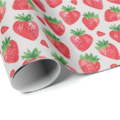 Niedlich Red Watercolor Erdbeeren Geschenkpapier (Rolleneckpunkt)
