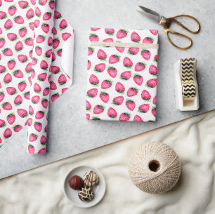 Niedlich Red Watercolor Strawberry Geschenkpapier