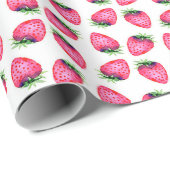 Niedlich Red Watercolor Strawberry Geschenkpapier (Rolleneckpunkt)