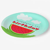 Niedlich Red Watermelon Fruit Birthday Party Pappteller (Schrägansicht)