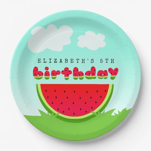 Niedlich Red Watermelon Fruit Birthday Party Pappteller (Vorderseite)