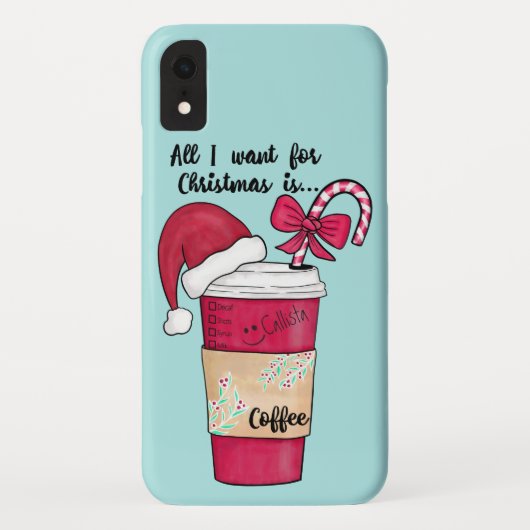 Niedlich Red Weihnachtsmannmütze Kaffee Candy Cane Case-Mate iPhone Hülle (Rückseite)