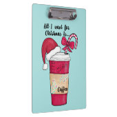 Niedlich Red Weihnachtsmannmütze Kaffee Candy Cane Klemmbrett (Rechts)