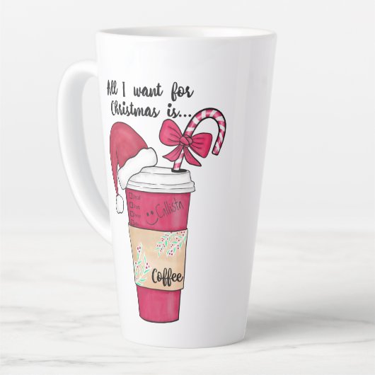 Niedlich Red Weihnachtsmannmütze Kaffee Candy Cane Milchtasse (Linke Ecke)