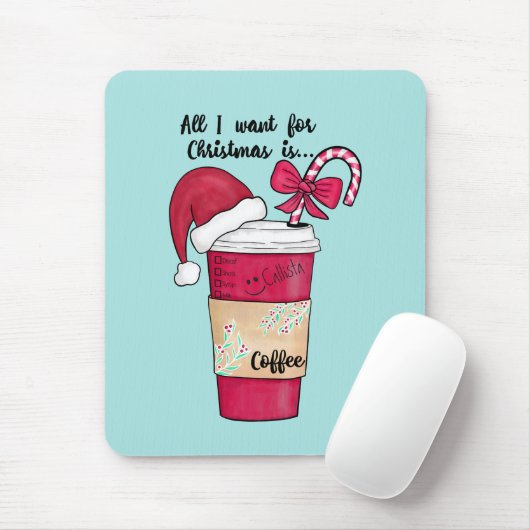 Niedlich Red Weihnachtsmannmütze Kaffee Candy Cane Mousepad (Mit Mouse)