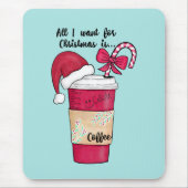 Niedlich Red Weihnachtsmannmütze Kaffee Candy Cane Mousepad (Vorne)