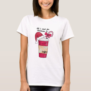 Niedlich Red Weihnachtsmannmütze Kaffee Candy Cane T-Shirt