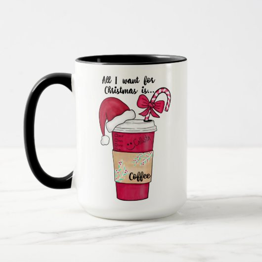 Niedlich Red Weihnachtsmannmütze Kaffee Candy Cane Tasse (Links)