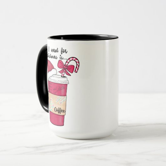 Niedlich Red Weihnachtsmannmütze Kaffee Candy Cane Tasse (Vorderseite Links)