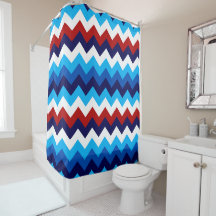 Niedlich Red White Blue Chevrons Duschvorhang