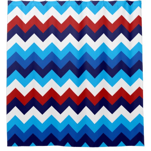 Niedlich Red White Blue Chevrons Duschvorhang (Vorderseite)