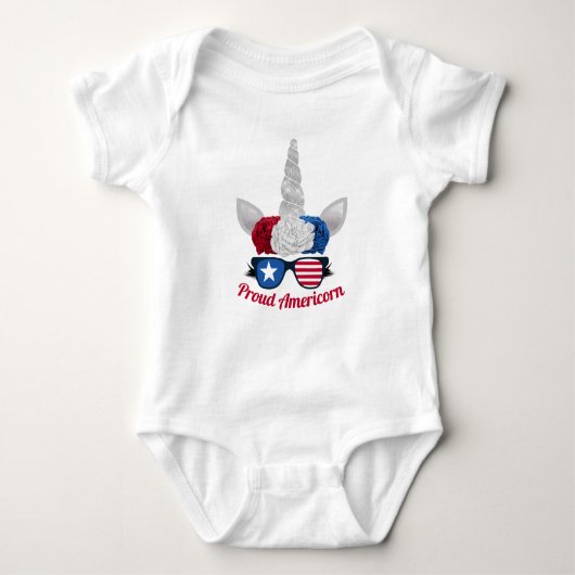 Niedlich Red White Blue Glitzer Unicorn Baby Strampler (Vorderseite)