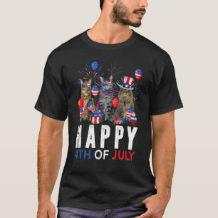 Niedlich Red White Blue Maine Coon Patriotic Happy T-Shirt