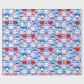 Niedlich Red White Cat Heads Muster Tiere Kinder Geschenkpapier (Flach)