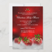 Niedlich Red White Christmas Baby Shower Brünett Einladung (Rückseite)