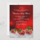 Niedlich Red White Christmas Baby Shower Girl Blon Einladung (Rückseite)